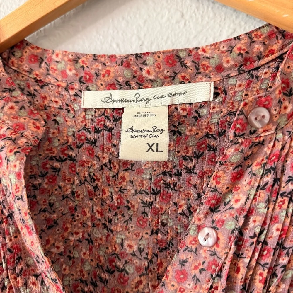 American Rag Women's Floral Print Long Sleeve Kimono Blouse Top Size XL X-Large - Picture 5 of 6